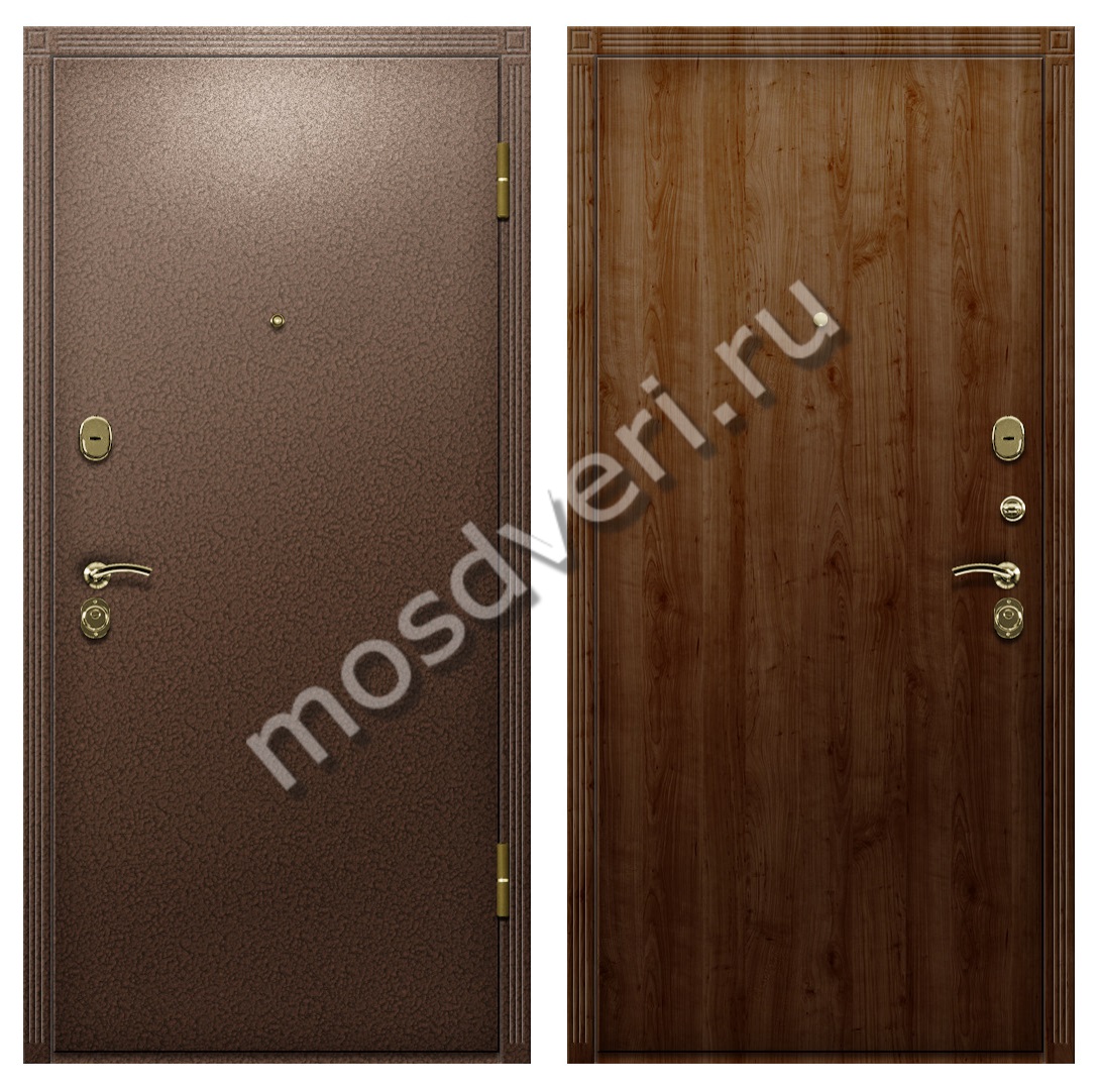 Одностворчатая входная дверь утепленная с напылением из порошка и МДФ под орех - купить от производителя Мосдвери Одностворчатая входная дверь утепленная с напылением из порошка и МДФ под орех